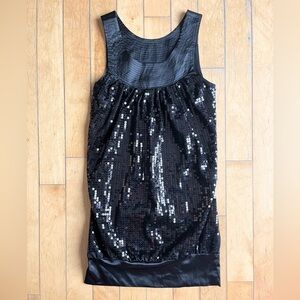 Lady Dutch Y2K Vintage Black Sequin Sleeveless Dress Size Small